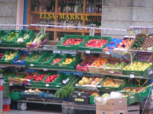 A produce shop in Basel Switzerland A produce shop in Basel Switzerland