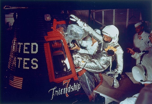 John Glenn boarding Friendship 7 on February 20, 1962 John Glenn boarding Friendship 7 on February 20, 1962