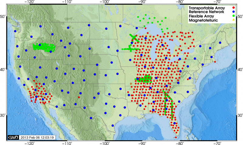 Seismic array showing the Salomon qearthquake signal in the US Seismic array showing the Salomon qearthquake signal in the US