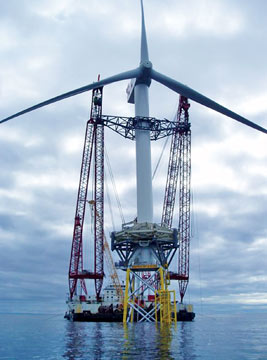 Installation of a wind turbine in the Beatrice Field off Scotland's northeast coast. Installation of a wind turbine in the Beatrice Field off Scotland's northeast coast.